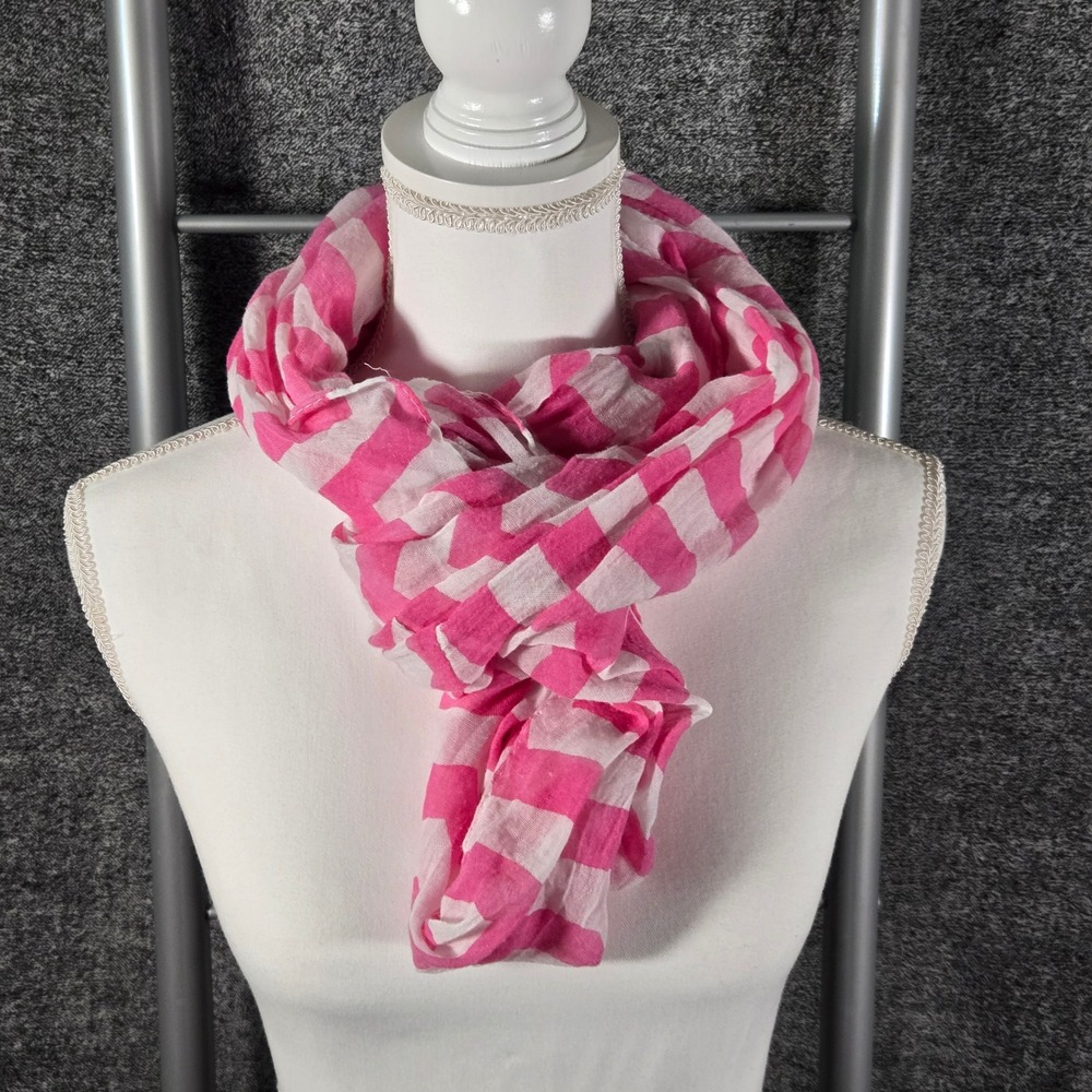 PS Pink White Chevron Infinity Scarf 100% Cotton Silk Feel Lightweight Loop